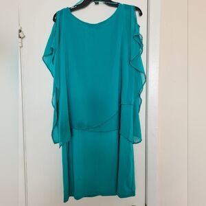 Punt Roma Turquoise Chiffon Layered Dress (Size 12)